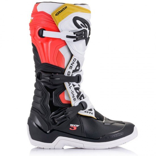 Alpinestars Unisex-Adult Tech 3 Boots Black/White/Red/Fluo Yellow Sz
