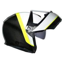 Agv Sportmodular Ray Carbon White Yellow Fluo Modular Helmets