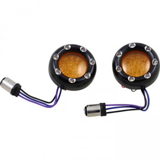 ARLEN NESS LED LIGHT KIT FOR FACTORY TURN SIGNAL HOUSING - AMBER/WHITE - BLACK # 12-759