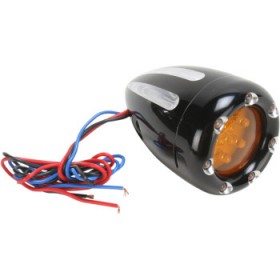 ARLEN NESS TURN SIGNALS - LED - DEEP CUT - BLACK/AMBER - WHITE RING # 12-765