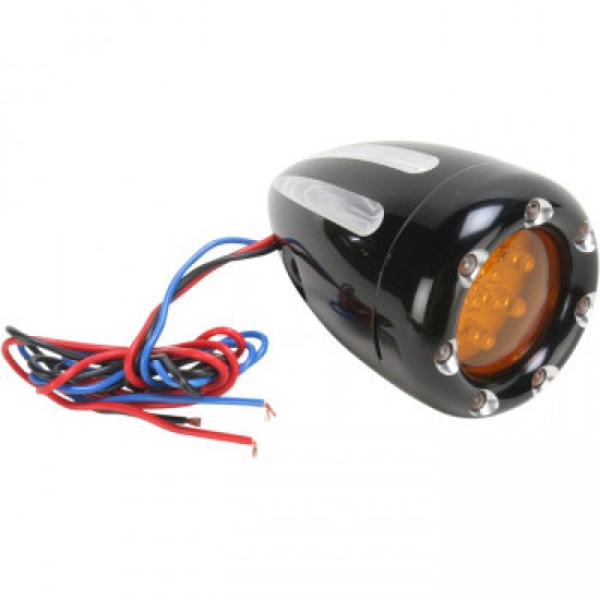 ARLEN NESS TURN SIGNALS - LED - DEEP CUT - BLACK/AMBER - WHITE RING # 12-765 ARLEN NESS TURN SIGNALS - LED - DEEP CUT - BLACK/AMBER - WHITE RING # 12-765