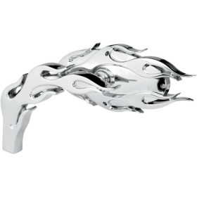 ARLEN NESS MIRROR - MICRO - FLAMED - SIDE VIEW - OVAL - CHROME - LEFT # 13-070