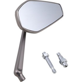 ARLEN NESS MIRROR - MINI STOCKER - SIDE VIEW - OVAL - TITANIUM - LEFT # 13-168