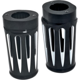 ARLEN NESS FORK BOOT COVERS - BLACK ANODIZED - DEEP CUT - FLHTD # 20-014