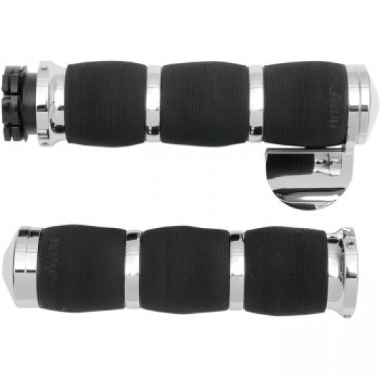 AVON GRIPS 3-RING AIR CUSHIONED GRIPS - THROTTLE BOSS - CHROME # MT-AIR-90-CH-B AVON GRIPS 3-RING AIR CUSHIONED GRIPS - THROTTLE BOSS - CHROME # MT-AIR-90-CH-B