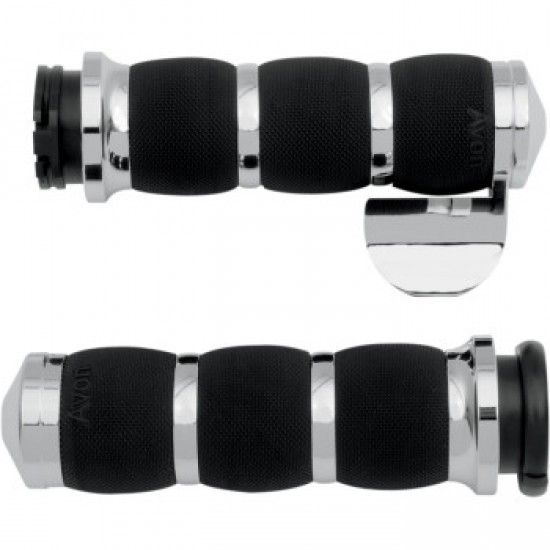 AVON GRIPS 3-RING AIR CUSHIONED GRIPS - THROTTLE BOSS - CHROME # AIR-90-BOSS AVON GRIPS 3-RING AIR CUSHIONED GRIPS - THROTTLE BOSS - CHROME # AIR-90-BOSS