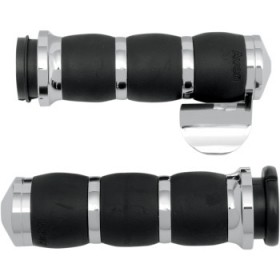 AVON GRIPS 3-RING VELVET AIR GRIPS - THROTTLE BOSS - CHROME # AIR-93-BOSS