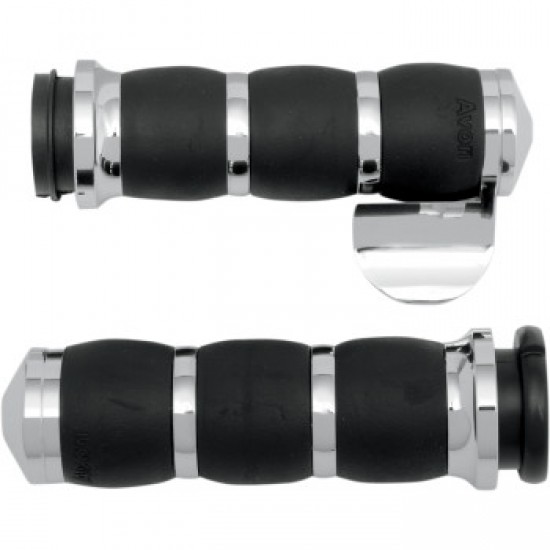 AVON GRIPS 3-RING VELVET AIR GRIPS - THROTTLE BOSS - CHROME # AIR-93-BOSS