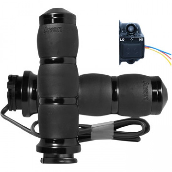 AVON GRIPS - HEATED - VELVET AIR - CABLE - BLACK # AIR-96-HT AVON GRIPS - HEATED - VELVET AIR - CABLE - BLACK # AIR-96-HT