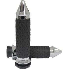 AVON DIAMOND CONTOUR GRIPS - SPIKE - CHROME - TBW # DIA-60-CH-FL-SP