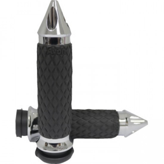 AVON DIAMOND CONTOUR GRIPS - SPIKE - CHROME # DIA-60-CH-SPIKE
