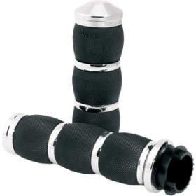 AVON 3-RING AIR CUSHIONED GRIPS - TOURING - CHROME # MT-AIR-90-CH
