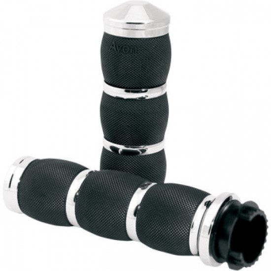 AVON 3-RING AIR CUSHIONED GRIPS - TOURING - CHROME # MT-AIR-90-CH