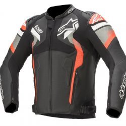 Alpinestars Atem V4 Leather Jacket - Black Mid Gray Red Fluo