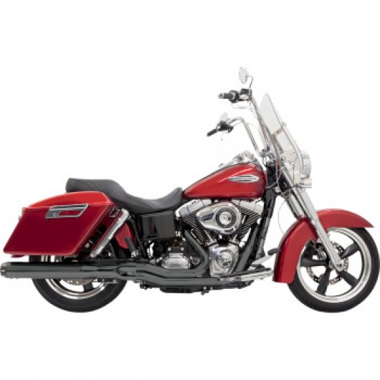 BASSANI 2:1 EXHAUST-BLACK-FLD # 1D28RB