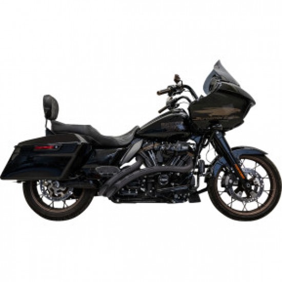 BASSANI SWEEPER RADIAL EXHAUST SYSTEM WITH SLOTTED HEAT SHIELDS-BLACK # 1F22FB