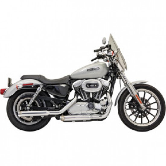 BASSANI 3 MUFFLERS-CHROME-SLASH-CUT-SPORTSTER 04-13 # 1X17F