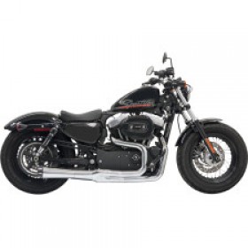 BASSANI MEGA POWER EXHAUST-CHROME-SHORT-04-13 XL WITH MID/FORWARD CONTROLS # 1X22R