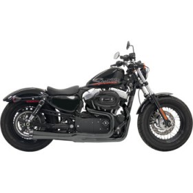 BASSANI MEGA POWER EXHAUST-BLACK-SHORT-04-13 XL WITH MID/FORWARD CONTROLS # 1X22RB