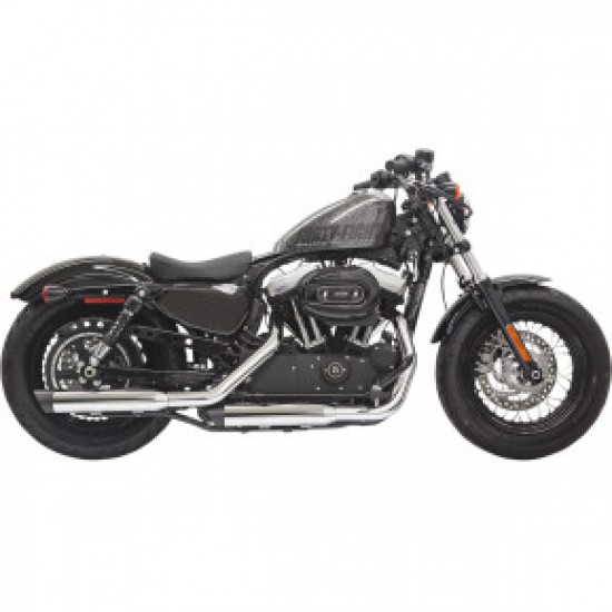 BASSANI FIREPOWER SERIES SLIP-ON MUFFLERS-CHROME/BLACK-SLASH-CUT-SPORTSTER # 1X27SB