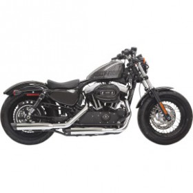 BASSANI FIREPOWER SERIES SLIP-ON MUFFLERS-BLACK-SLASH-CUT-SPORTSTER # 1X27SBB