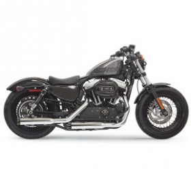 BASSANI FIREPOWER SERIES SLIP-ON MUFFLERS-CHROME/BLACK-FLUTED-SPORTSTER # 1X27T
