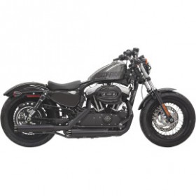 BASSANI FIREPOWER SERIES SLIP-ON MUFFLERS-BLACK-FLUTED-SPORTSTER # 1X27TB