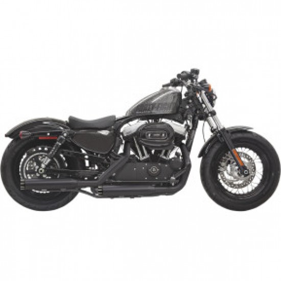 BASSANI FIREPOWER SERIES SLIP-ON MUFFLERS-BLACK-FLUTED-SPORTSTER # 1X27TB