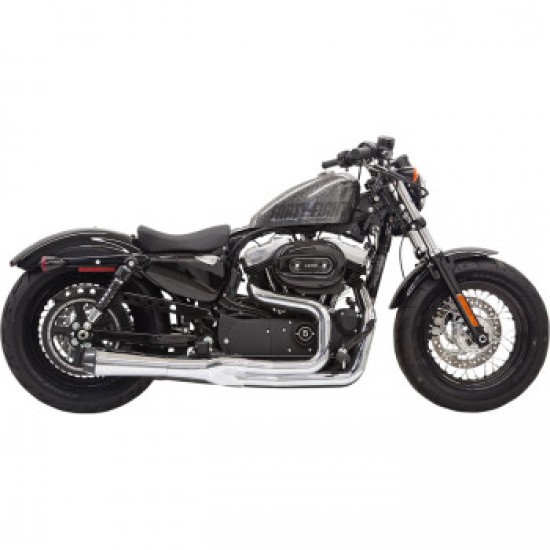 BASSANI MEGA POWER EXHAUST-CHROME-SHORT-14-21 XL WITH MID/FORWARD CONTROLS # 1X32R