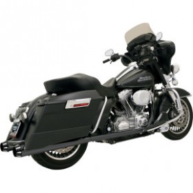 BASSANI MEGAPHONE MUFFLERS-BLK/BLK-FLUTED-PERFORMANCE BAFFLE # FLH-517LRB