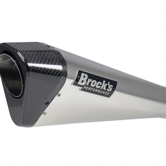 BROCKS 15" PENTA-CARBON REPLACEMENT MUFFLER (POLISHED) FOR SUZUKI HAYABUSA (1999-2024), B-KING (2008-2011), GSX-R1000 (2001-2008), ZX-10R (2011-2015), AND ZX-10R (2006-2007) PART # 382734