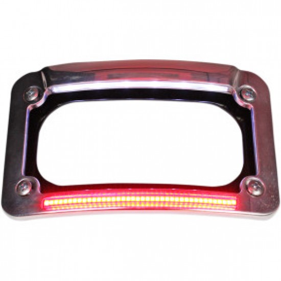 CUSTOM DYNAMICS DUAL-LED LICENSE PLACE FRAME INDIAN CHROME # CD-LP-IND-C