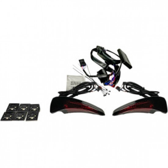 CUSTOM DYNAMICS SEQUENTIAL TOUR PAK SEAT BACK REST LED LIGHTS BLACK/RED FLH # CD-TPBR-14-RB