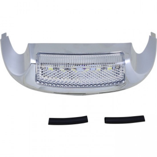 CUSTOM DYNAMICS LED FRONT FENDER TIP WHITE LED/CLEAR LENS CHROME # GEN-FT-WC