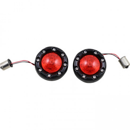 CUSTOM DYNAMICS BULLET TURN SIGNAL 1156 BLACK RED LENS # PB-BR-RR 56-BR