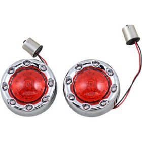 CUSTOM DYNAMICS BULLET TURN SIGNAL 1156 CHROME RED LENS # PB-BR-RR 56-CR