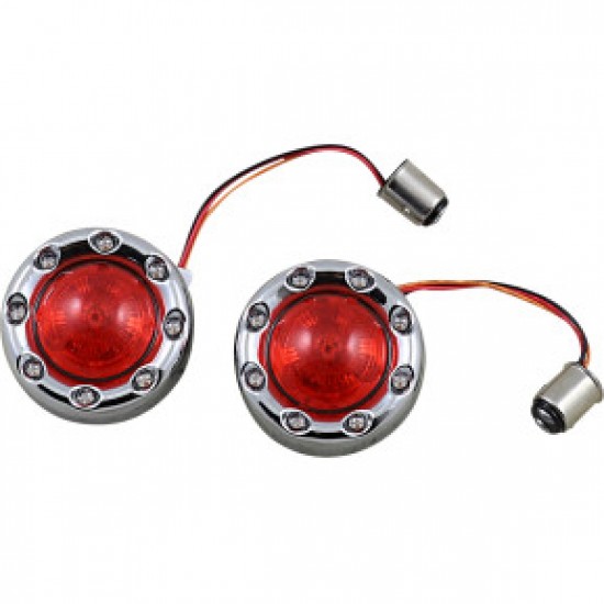 CUSTOM DYNAMICS BULLET TURN SIGNAL 1157 CHROME RED LENS # PB-BR-RR-57-CR