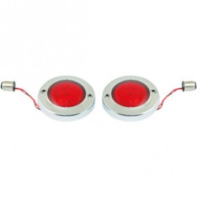 CUSTOM DYNAMICS LED FLAT TURN SIGNALS 1156 CHROME RED LENS # PB-FB-R-1156CR 