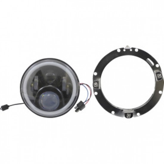 CUSTOM DYNAMICS 7 HEADLAMP WITH MOUNTING RING BLACK # PG-7-13-B