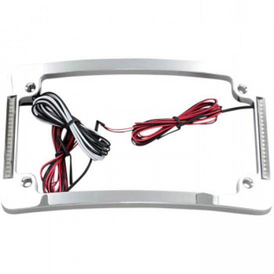 CUSTOM DYNAMICS TRI-RADIUS LICENSE PLATE FRAME W FLUSHMOUNT LEDS CHROME # TF06-C