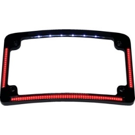 CUSTOM DYNAMICS LICENSE PLATE FRAME RED/WHITE LED GLOSS BLACK # TF08-B