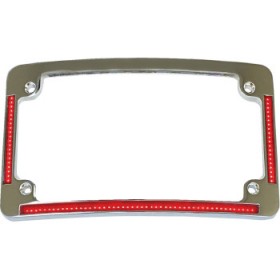 CUSTOM DYNAMICS LICENSE PLATE FRAME RED/WHITE LED CHROME # TF08-C