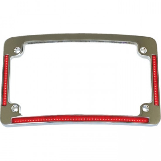 CUSTOM DYNAMICS LICENSE PLATE FRAME RED/WHITE LED CHROME # TF08-C