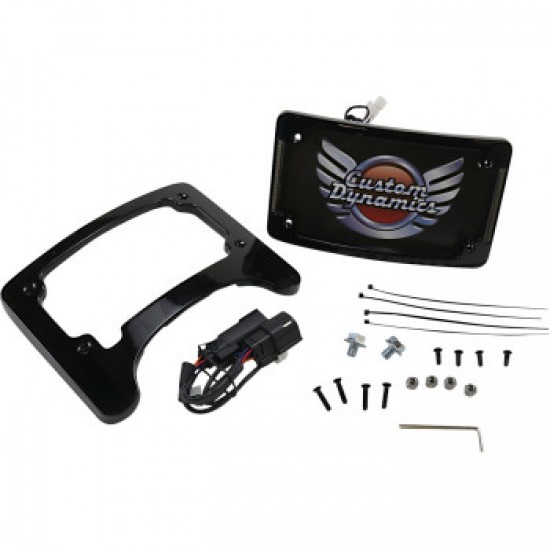 CUSTOM DYNAMICS LICENSE PLATE FRAME/TURN SIGNAL ELIMINATOR BLACK # TS-ELIM-06BCM-B