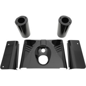 DRAG SPECIALTIES FORK TINS - GLOSS BLACK - RIBBED - 86-17 FLST - 5-PIECE # 0411-0144