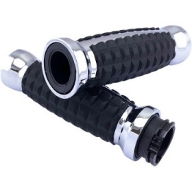 DRAG SPECIALTIES GRIPS - GRENADE - CHROME # 0630-2639