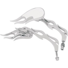 DRAG SPECIALTIES FLAME STYLE DIE-CAST MIRRORS # 0640-0219
