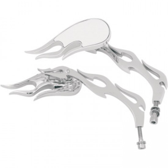 DRAG SPECIALTIES FLAME STYLE DIE-CAST MIRRORS # 0640-0219 DRAG SPECIALTIES FLAME STYLE DIE-CAST MIRRORS # 0640-0219