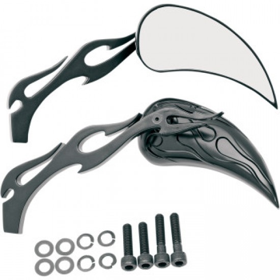 DRAG SPECIALTIES FLAME MIRRORS - BLACK # 0640-0289 DRAG SPECIALTIES FLAME MIRRORS - BLACK # 0640-0289