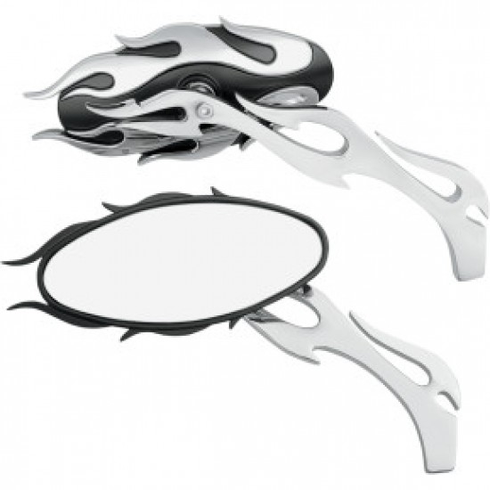 DRAG SPECIALTIES FLAME OVAL MIRROR - BLACK/CHROME # 0640-0483 DRAG SPECIALTIES FLAME OVAL MIRROR - BLACK/CHROME # 0640-0483